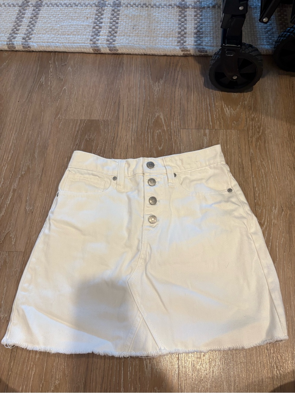 Madewell White Button-Front A-Line Denim Skirt
